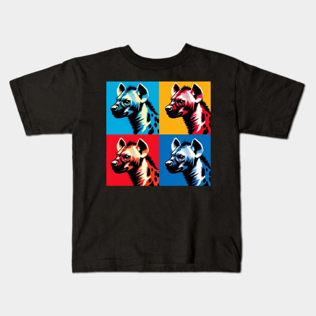 Hyena Harmony: A Pop Art Spectacle Kids T-Shirt by PawPopArt